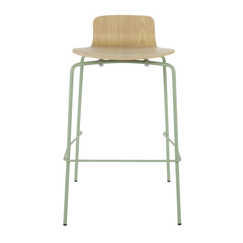 Quimby Business - Chaise de bar professionnelle verte et imitation frêne