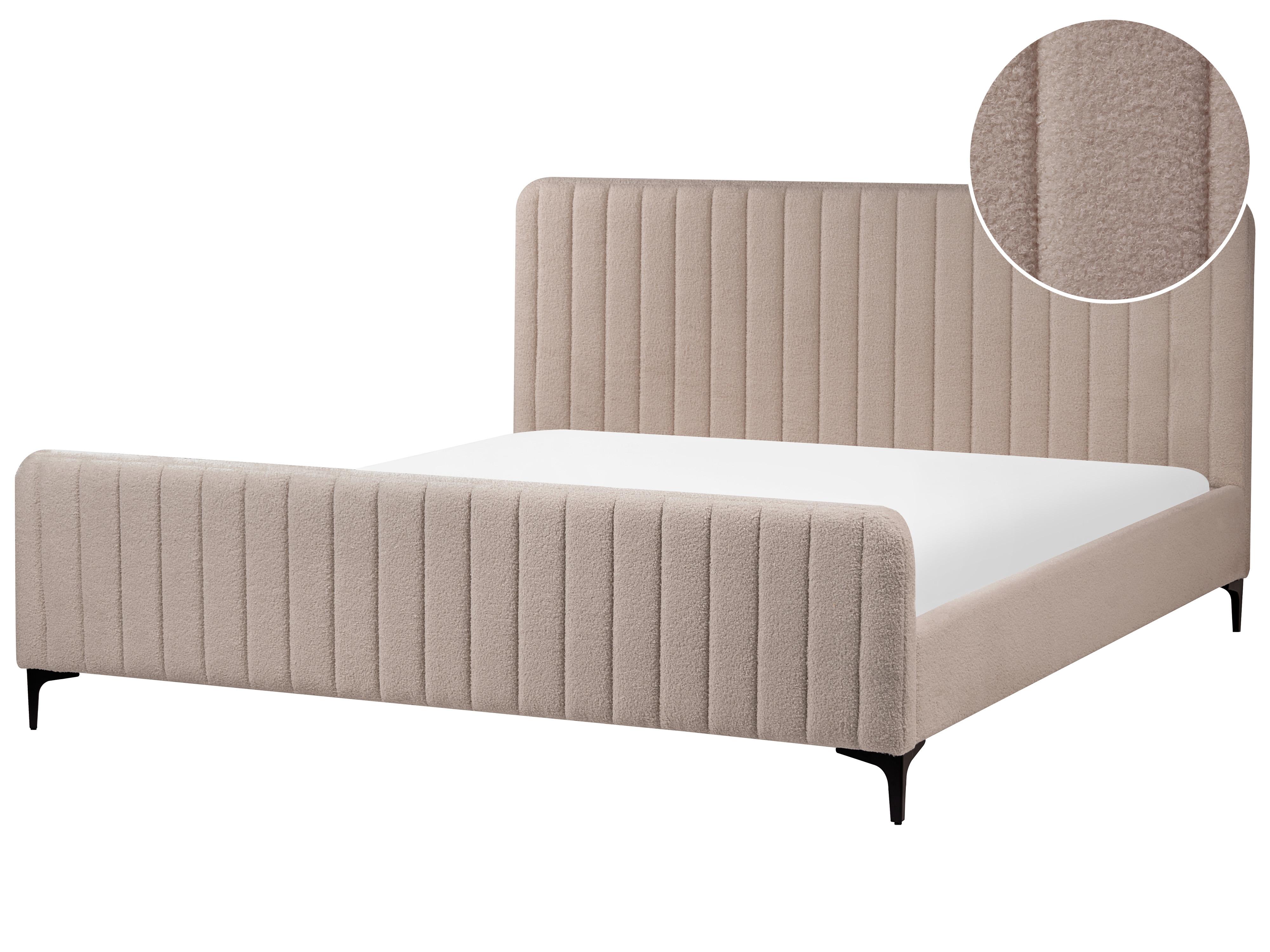 Bed Boucle LUNAN 180 x 200 cm (EU Super King) Taupe