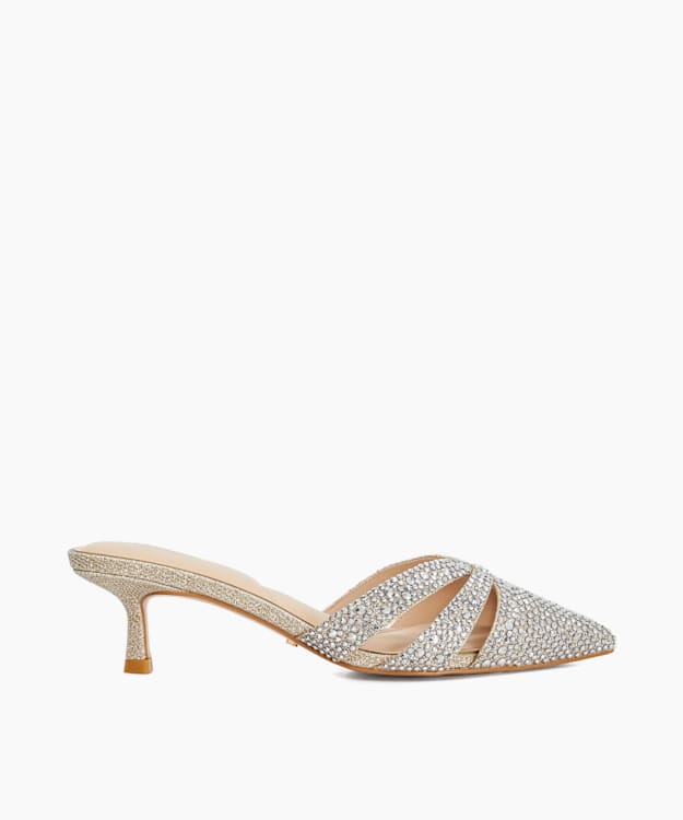 Calla Gold - Crystal-Embellished Heeled Mules