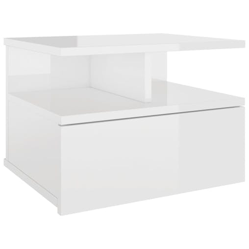 NNEVL Floating Nightstand High Gloss White 40x31x27 cm Chipboard