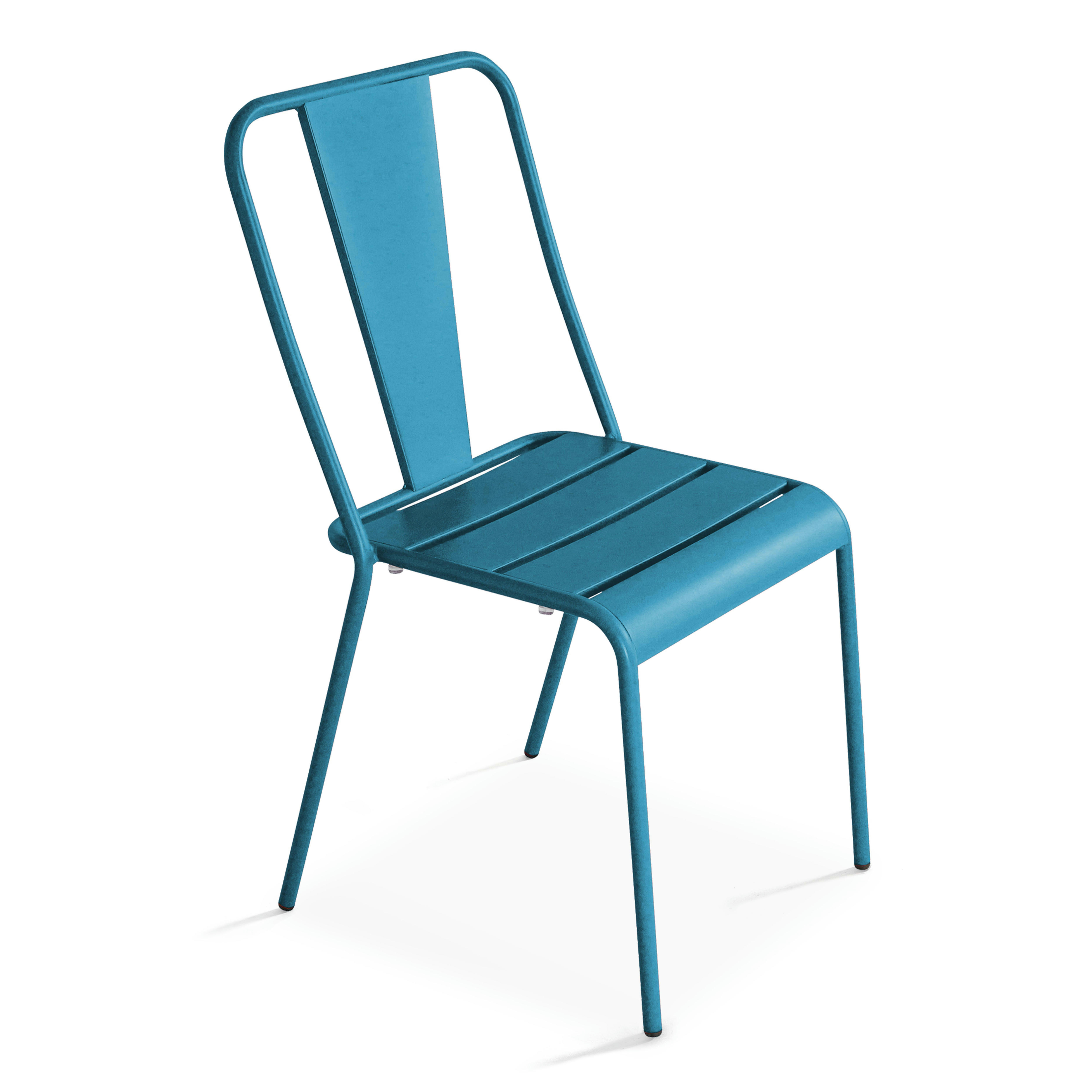 DIEPPE - Chaise en métal bleu pacific