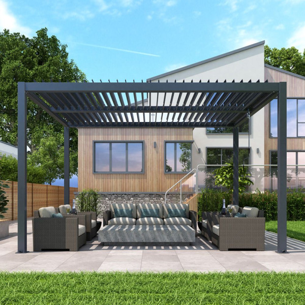 PERGOLA OGRODOWA LUXE 3x4 ALUMINIOWA Z OĹšWIETLENIEM LED
