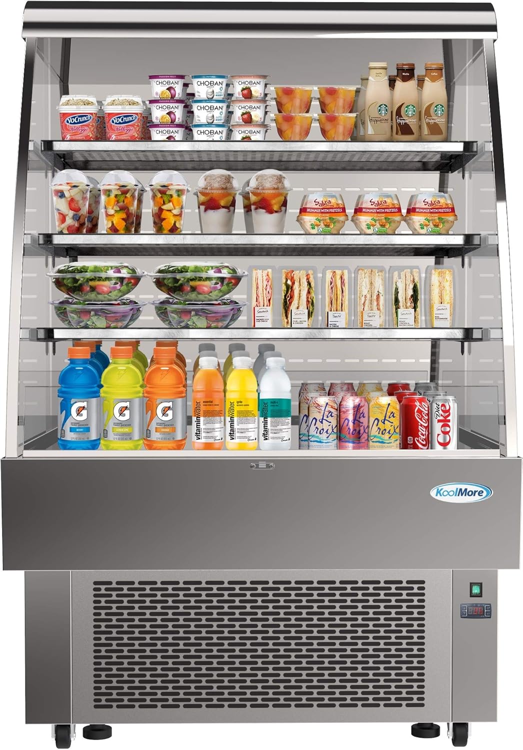 KoolMore - CDA-13C Open Air Merchandiser Grab and Go Refrigerator with LED Lighting and Night Curtain - 13.4 cu.ft