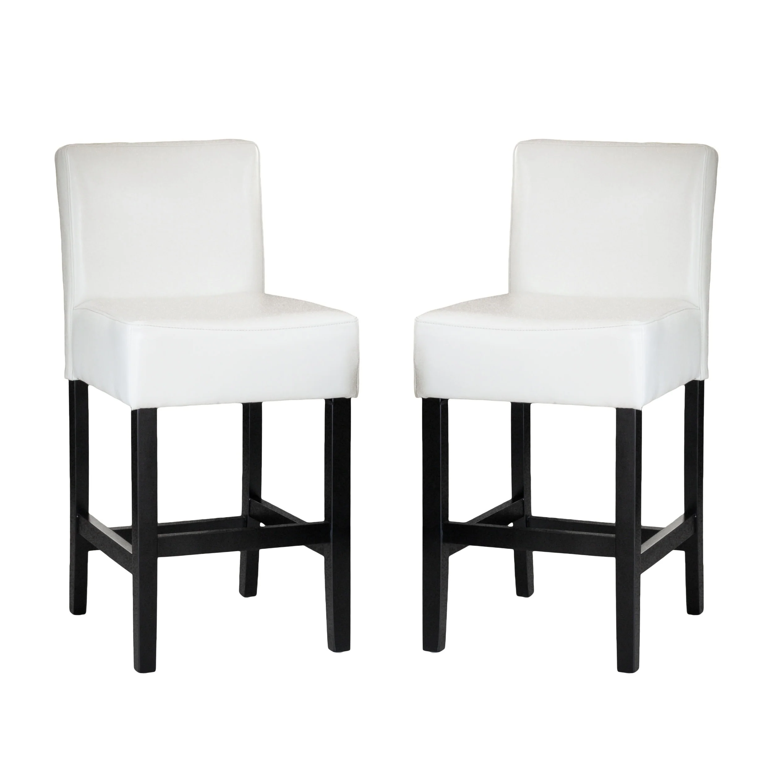 Lopez 26-inch Ivory Leather Counter Stools (Set of 2) by Christopher Knight Home - 22.25 D x 18.00 W x 36.50 H
