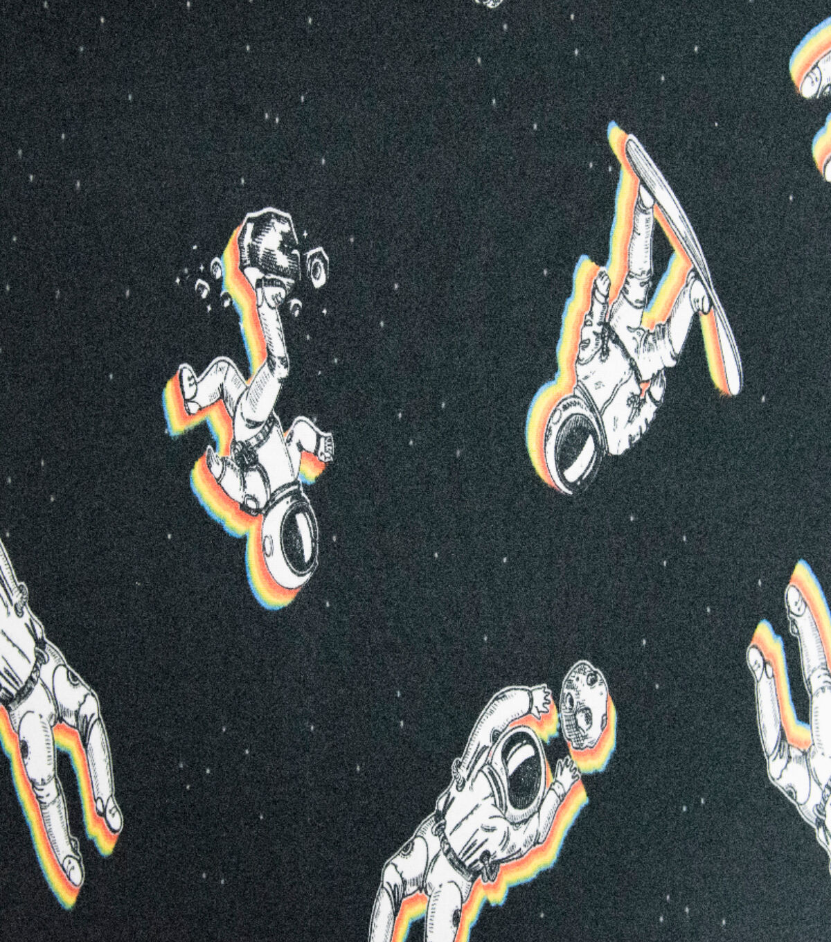 Black Rainbow Astronaut Super Snuggle Flannel Fabric