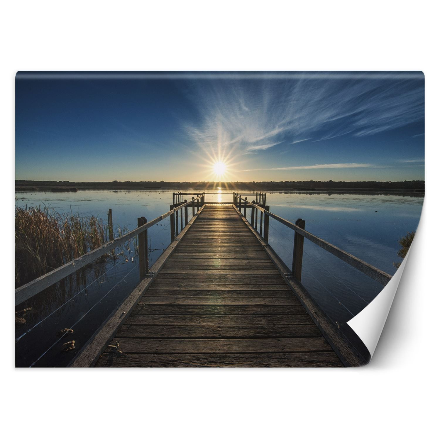 Feeby Fototapeta, Jezioro o zachodzie słońca pomost 150x105