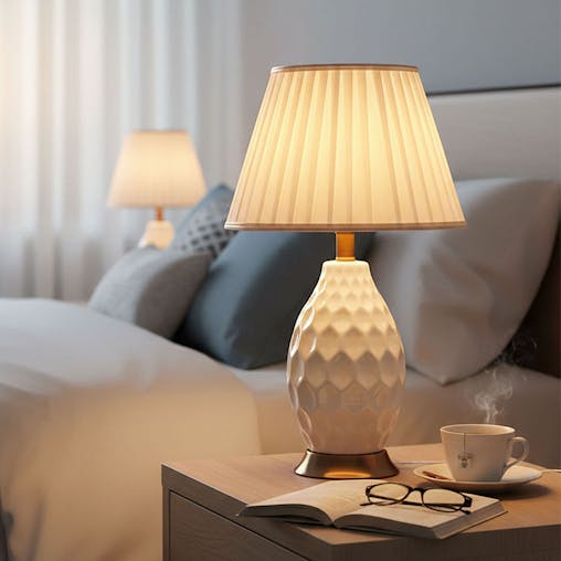 SOGA 4X Textured Ceramic Oval Table Lamp with Gold Metal Base White