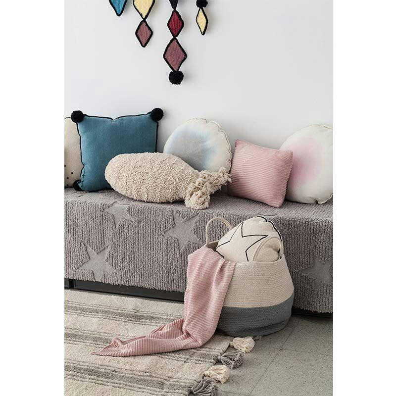 STAR - Tapis coton motif star gris 120x175cm