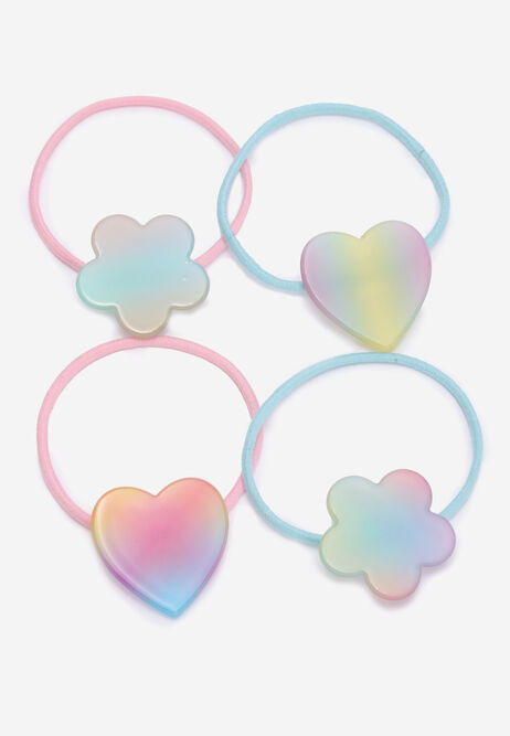 Girls 4pk Pink Rainbow Hair Ties