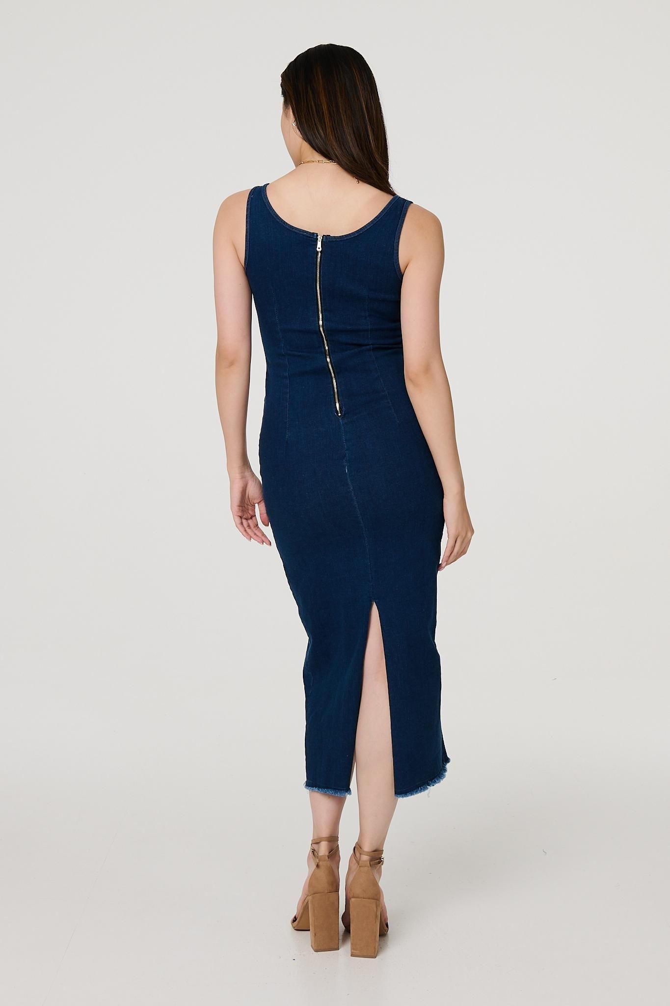 Izabel London Denim Bodycon Midi Dress
