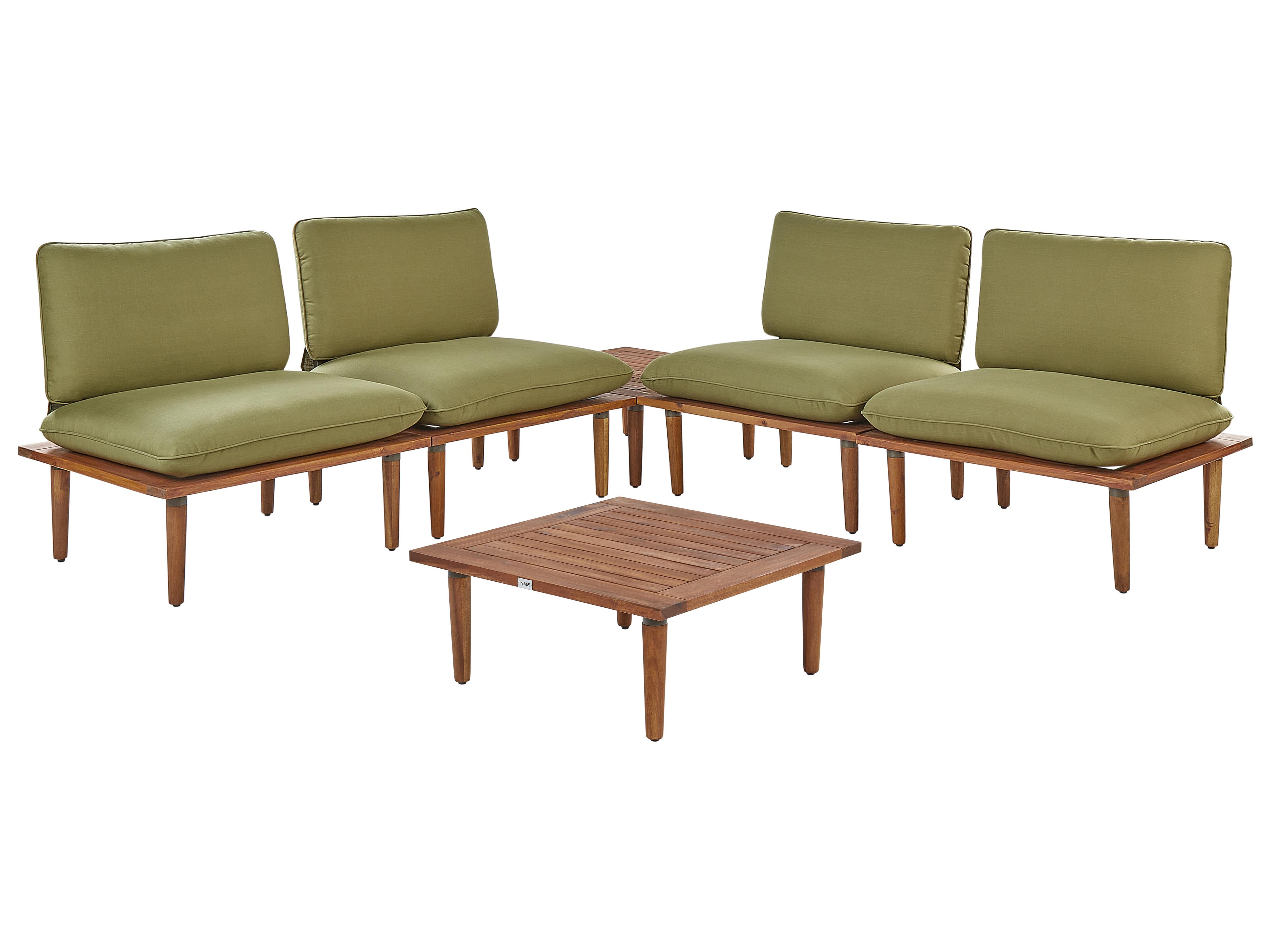 Garden Lounge Set with Table 2 Seater FRASCATI Modular Certified Acacia Wood Olive Green