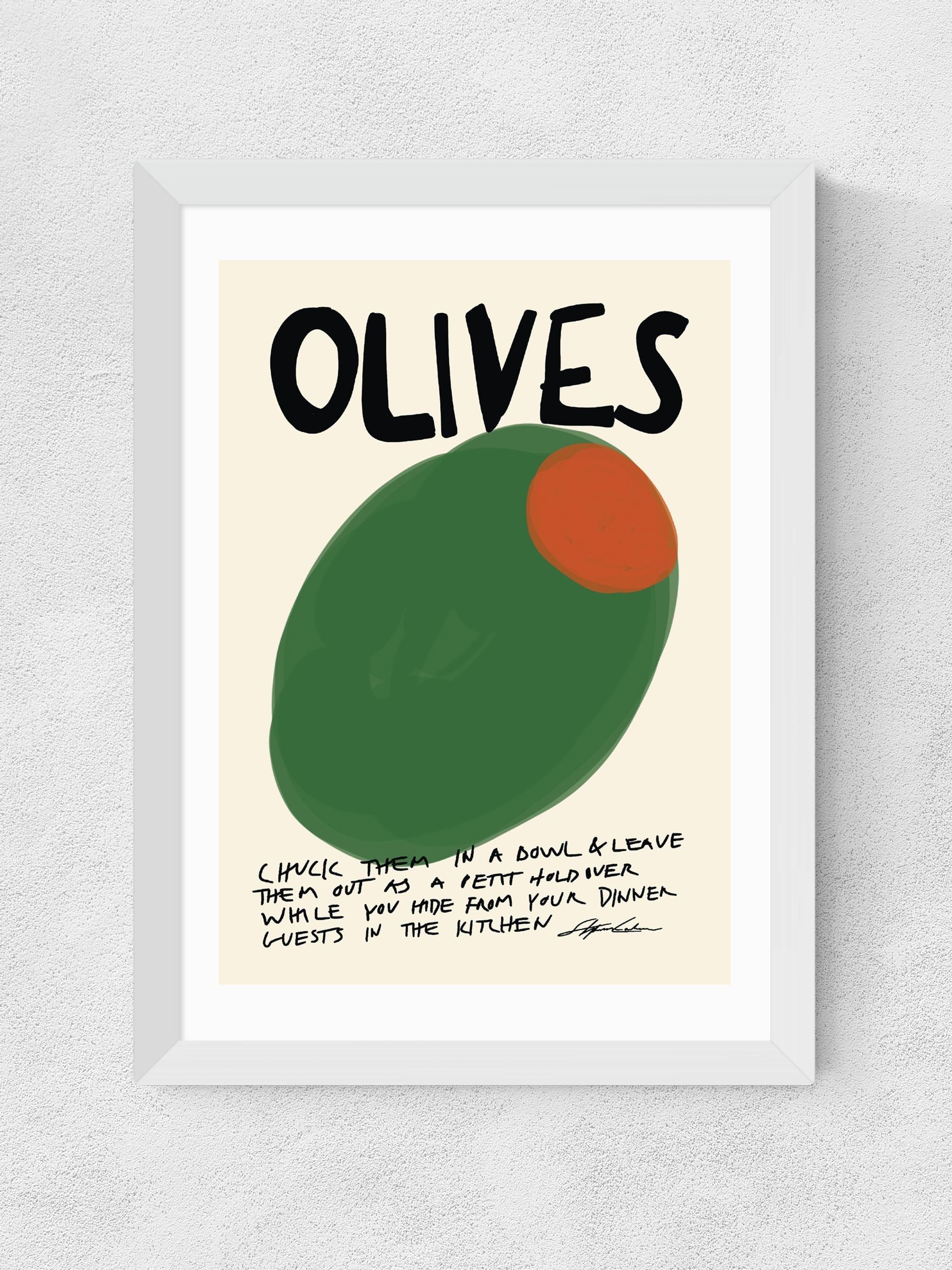 East End Prints White Olives Wall Art Print by Stephie Cardona