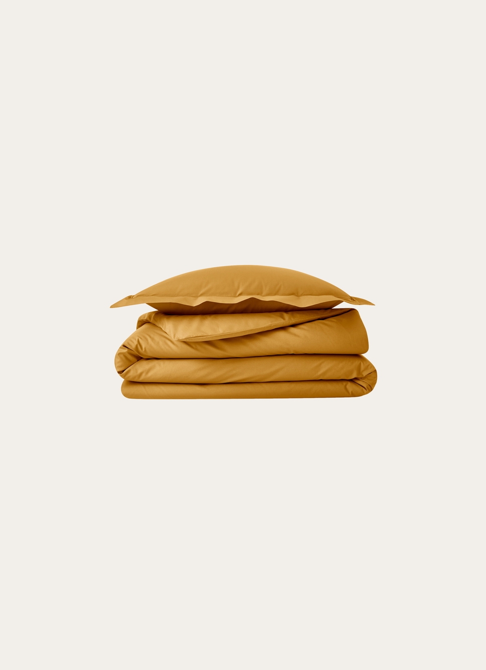 HOUSSE DE COUETTE UNIE EN PERCALE DE COTON JAUNE MOUTARDE