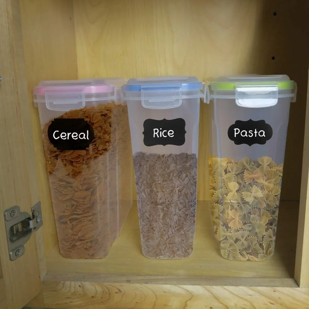 Evelots Food Storage Container-Airtight-Cereal/Sugar-17 Cup-20 Label-6 Piece Set