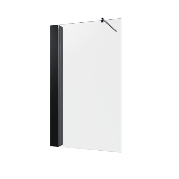 Paroi de douche fixe à l'italienne l. 100 x H. 200 cm, Walk In, verre trempé transparent 8 mm, noir, Schulte