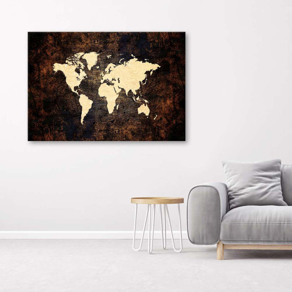 Feeby Obraz na płótnie, Brązowa mapa świata 60x40