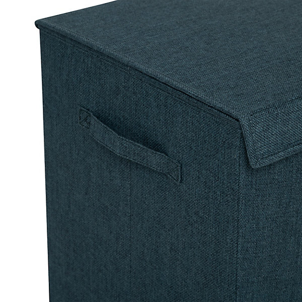 Panier à linge tissu bleu pétrole 74 L l.36,5 x H.60 x P.37,5 cm, 5Five Simply Smart