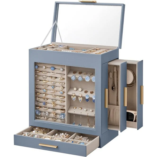 Jewelry Box with Glass Window - 6.1D x 10.3W x 12.6H