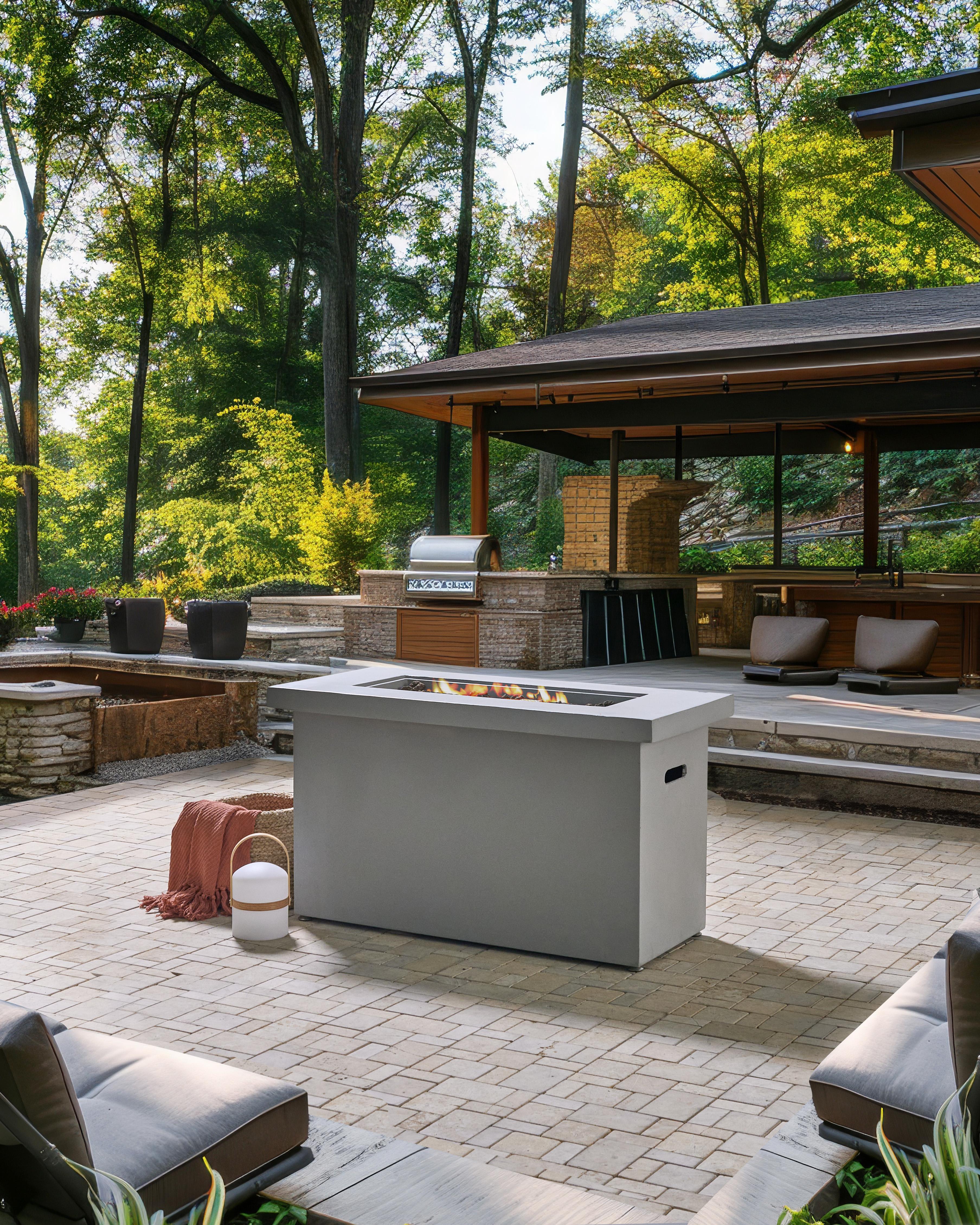 Gas Fire Pit AMBRIM Concrete Light Grey