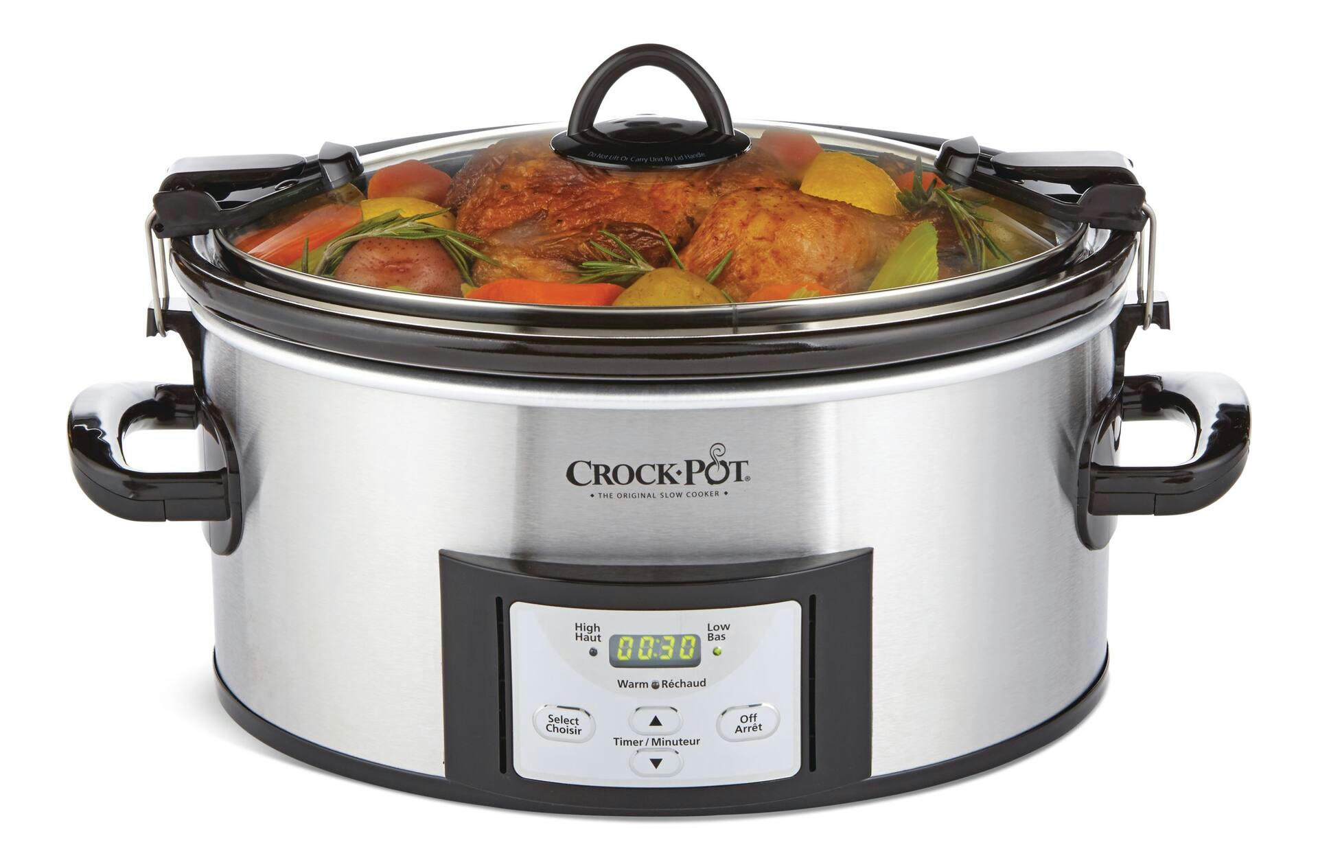 Crock-Pot 6-Quart Cook & Carry Slow Cooker, Programmable, Stainless Steel, 5.7 L