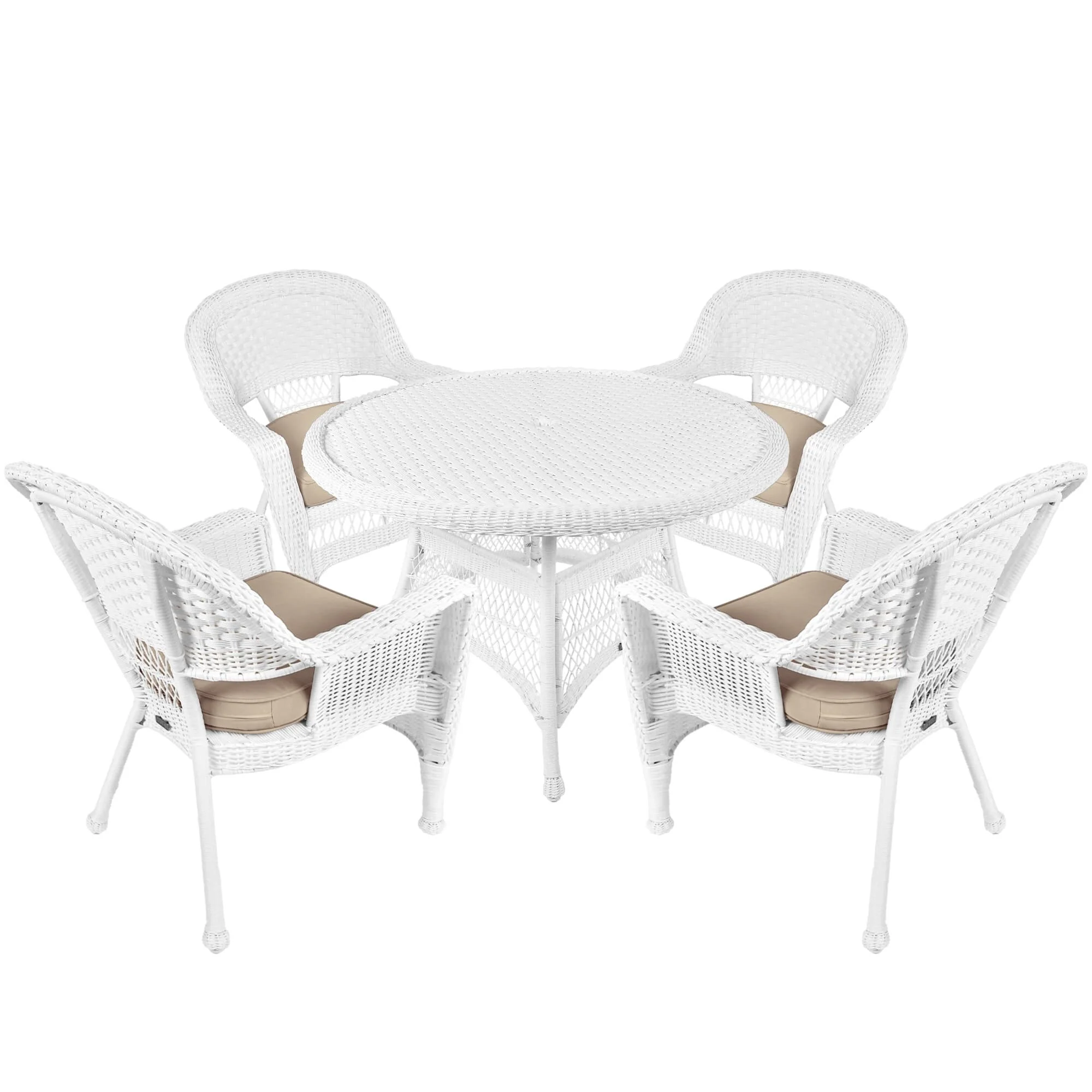 5-piece White Resin Wicker Dining Set
