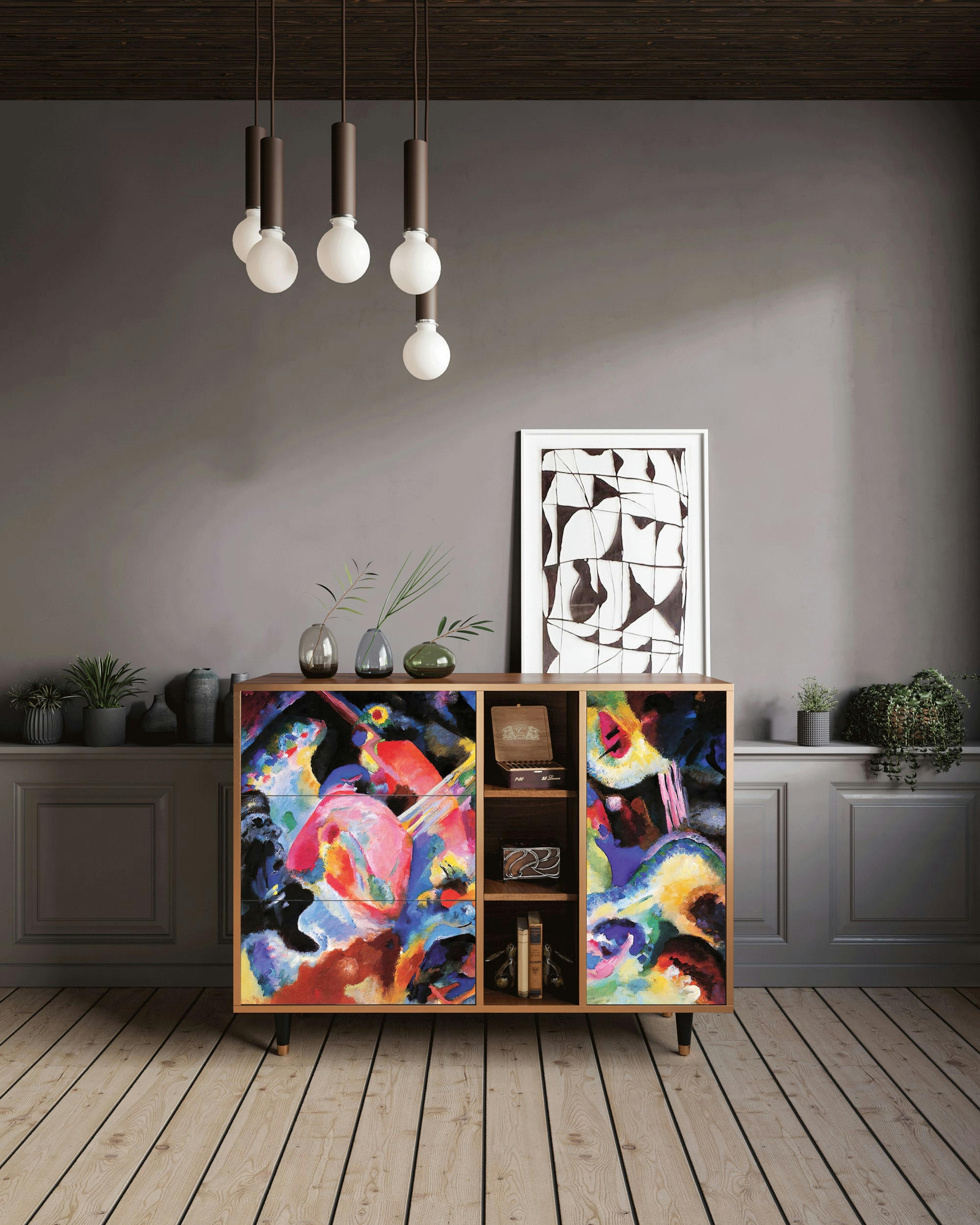 KANDINSKY - Buffet  multicolore 3 tiroirs et 1 porte L 125 cm