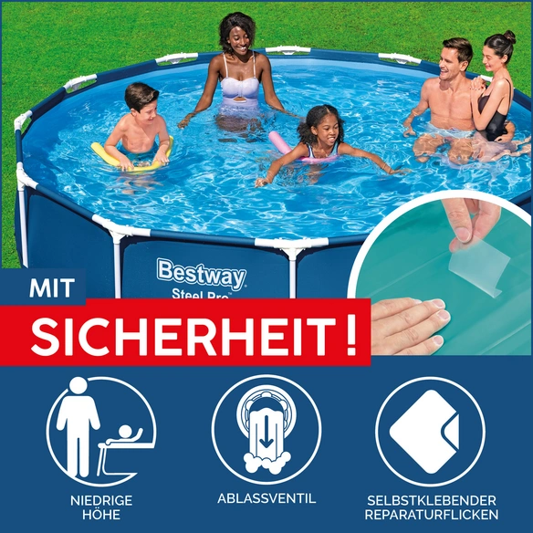 Pool, Set mit Filterpumpe Ø 366 x 76 cm, dunkelblau, rund