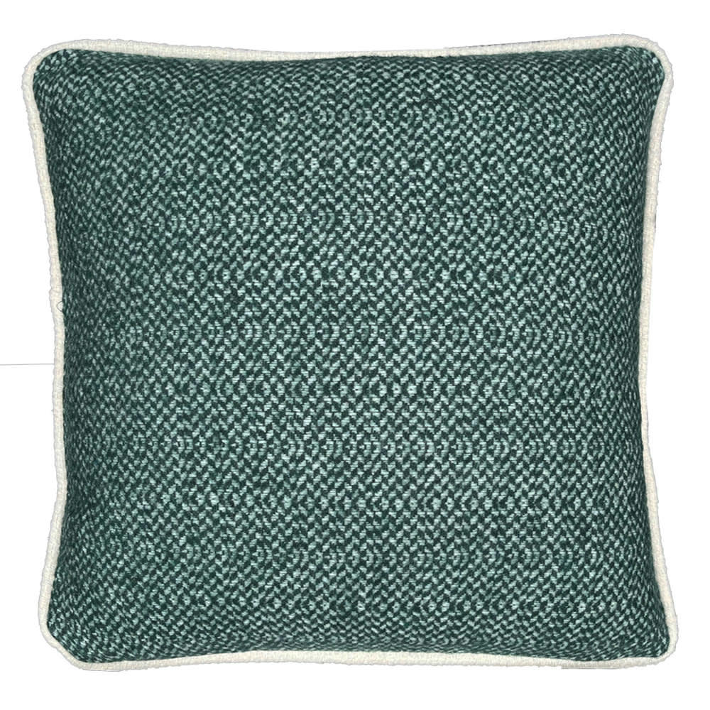 RECYCLÉE - Coussin carré laine recyclée structure vert sapin 50x50