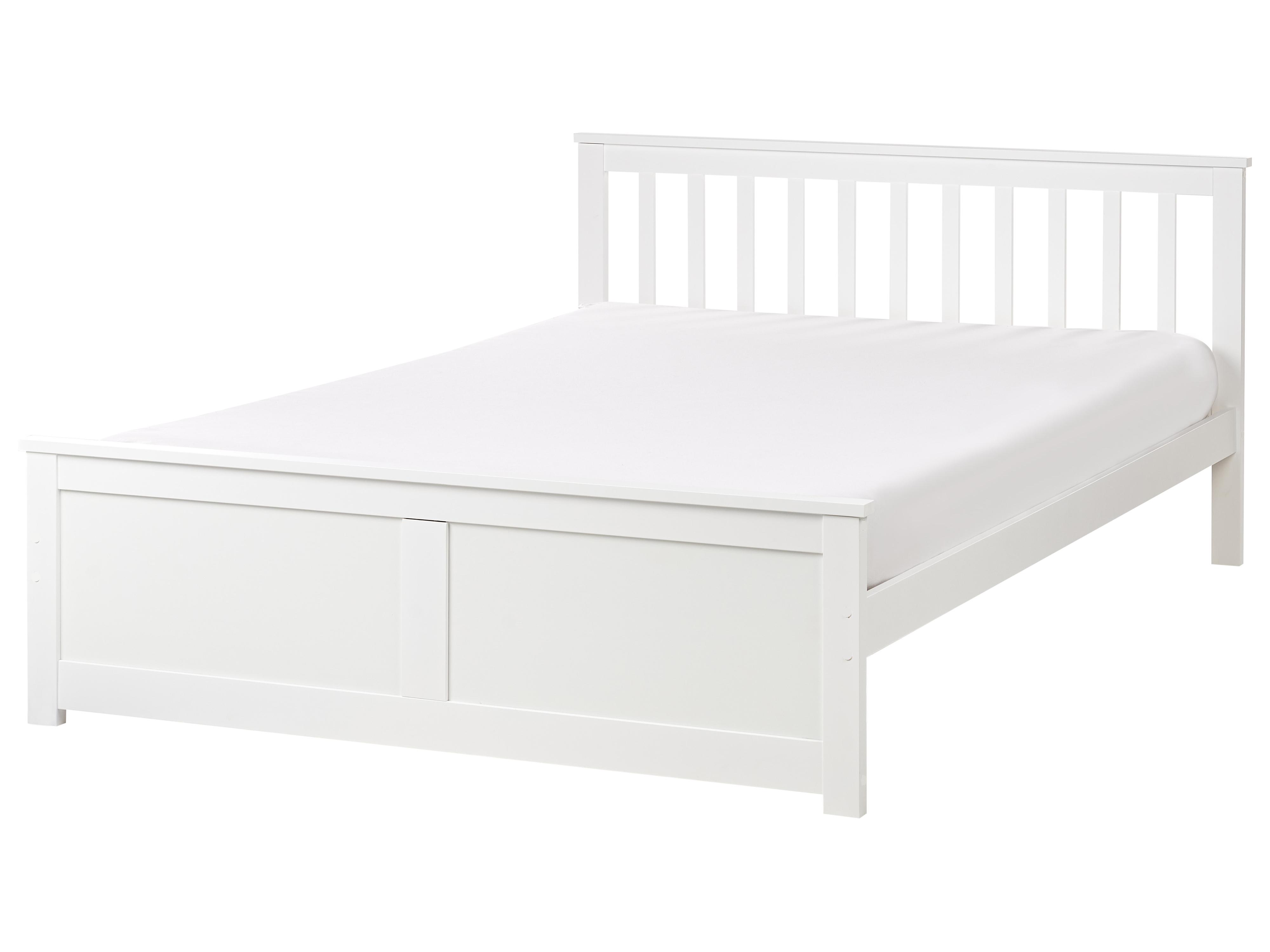 Bed Pine Wood OLENDON 140 x 200 cm (EU Double) White