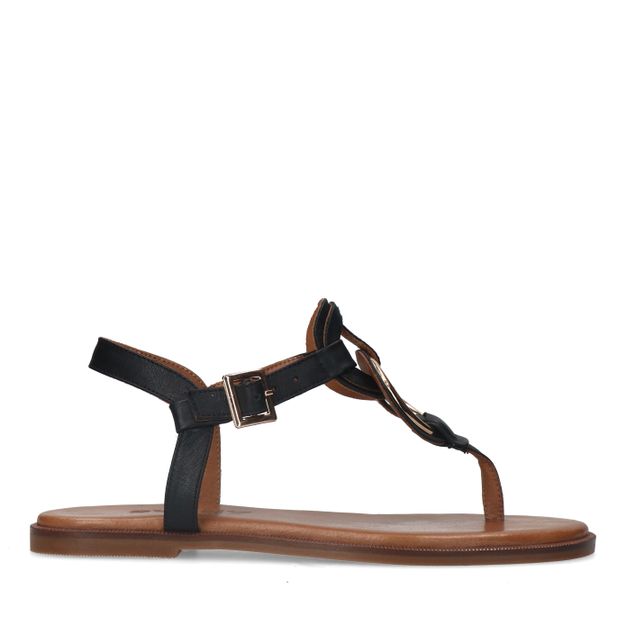 Zwarte leren sandalen