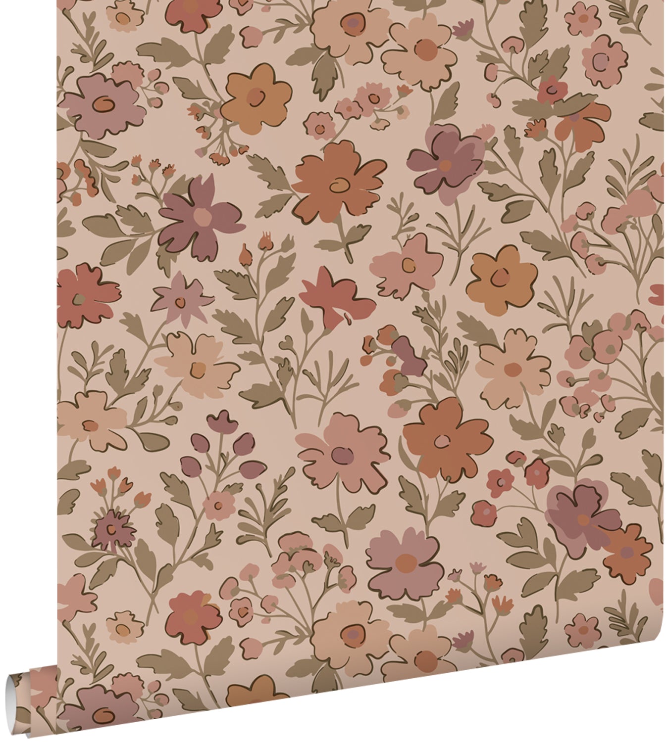 ESTAhome behang bloemetjes terracotta roze - 53 cm x 10.05 m - 131321