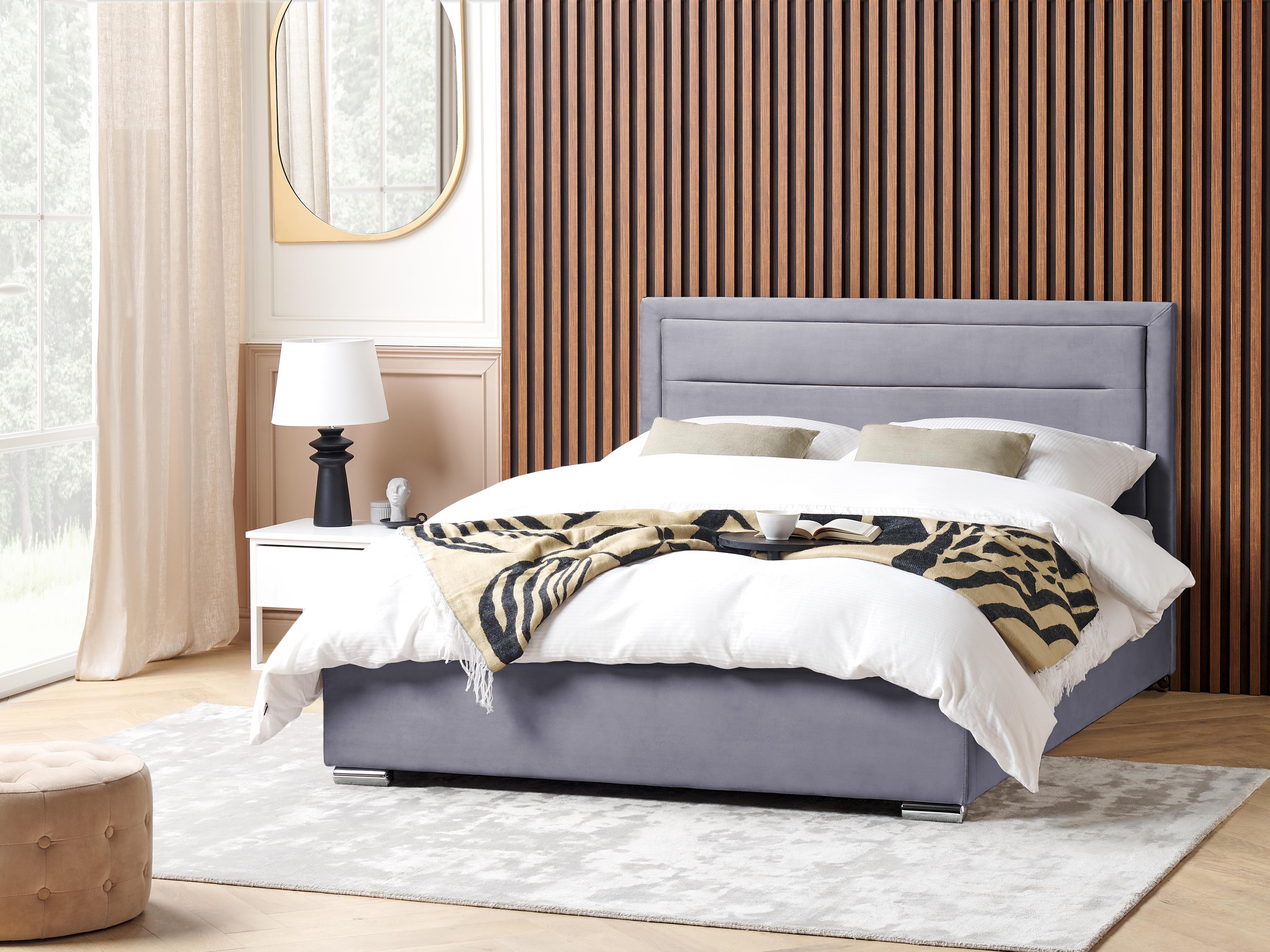 Ottoman Bed Velvet ROUEN 180 x 200 cm (EU Super King) Dark Grey