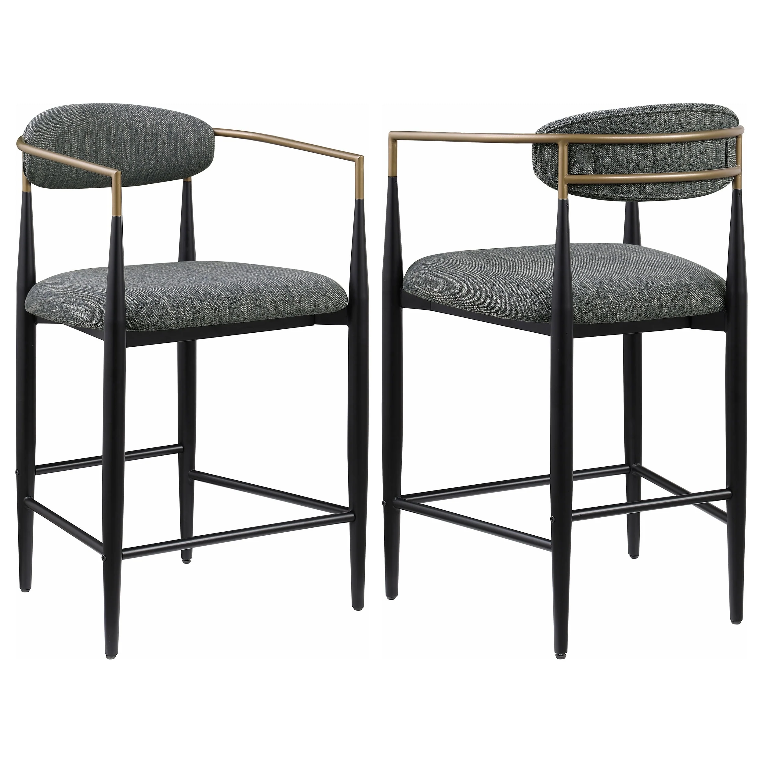 Tina Fabric Upholstered Metal Armrests Chairs (Set of 2)