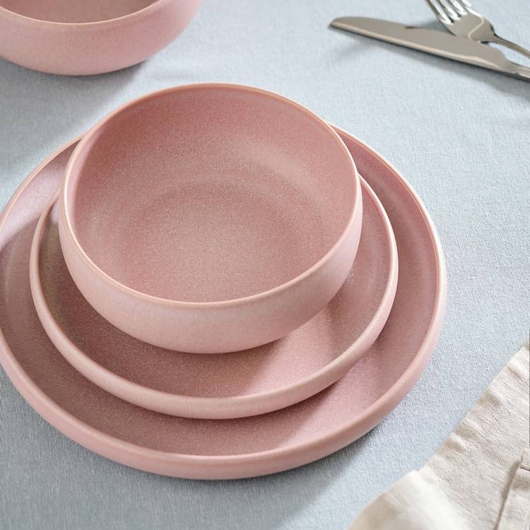 Habitat 12 Piece Reactive Stoneware Dinner Set - Pink