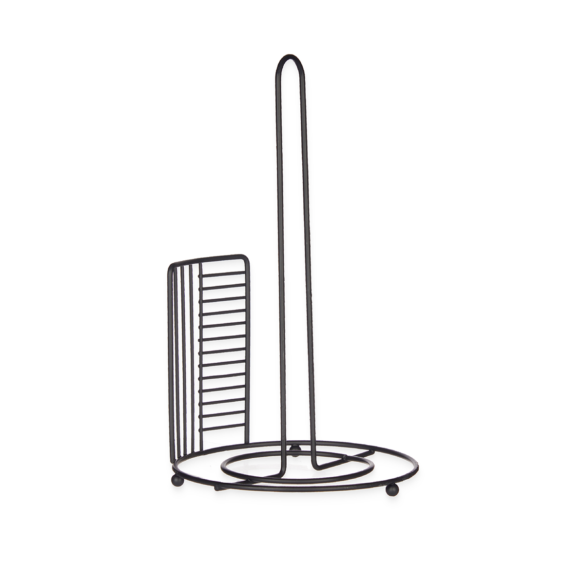 Suporte preto em metal para rolo de cozinha