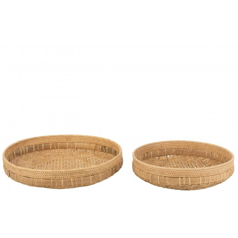 - Plats ronds rotin naturel - Lot de 2