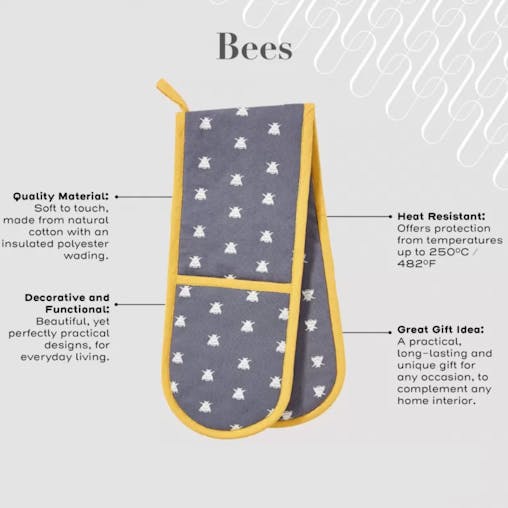 Ulster Weavers Double Oven Glove Bees Blue | 88 x 18cm