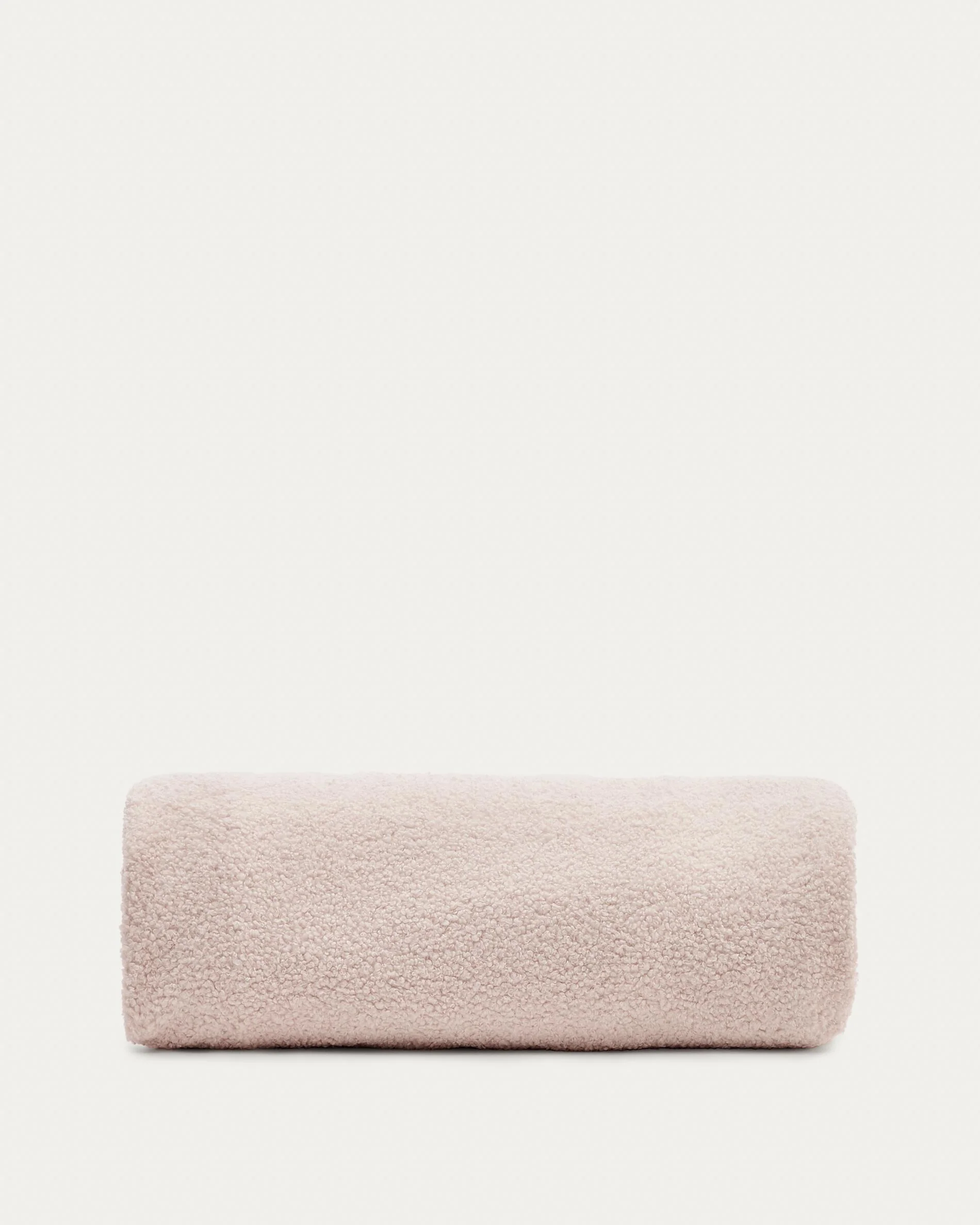Kaeli footrest cover in pink bouclé Ø 120 cm