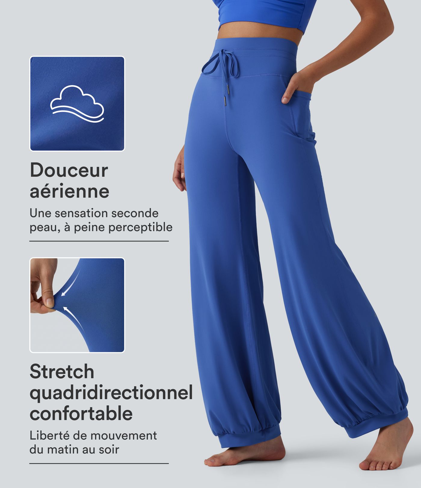 Pantalon de danse SoftlyZero™ taille haute à cordon de serrage et poches - Protection solaire UPF50