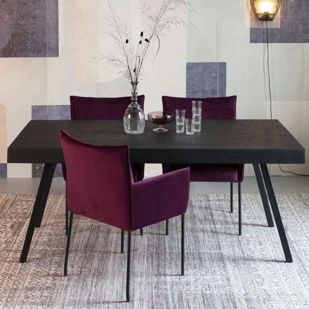 SURI - Table à manger en teck recyclé 220x100cm noir