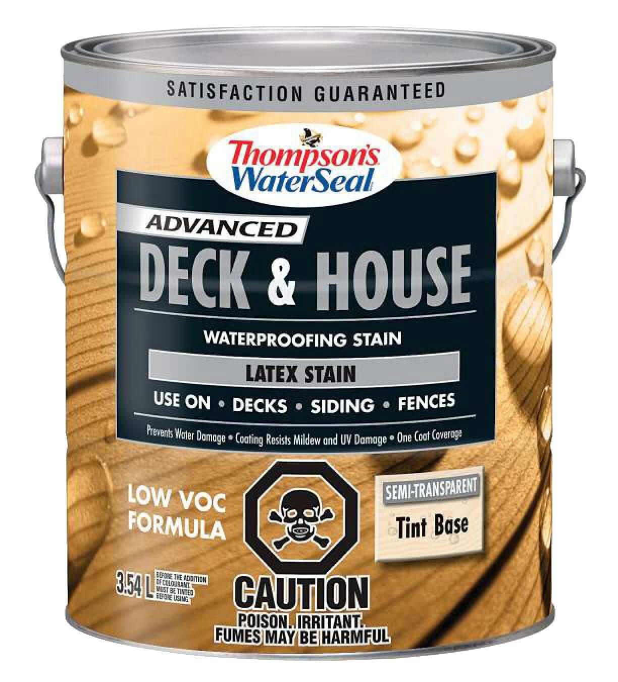 Thompson's® WaterSeal® Deck & House Waterproofing Stain, Semi-Transparent Tint Base, Latex Stain, 3.54-L/1-Gallon