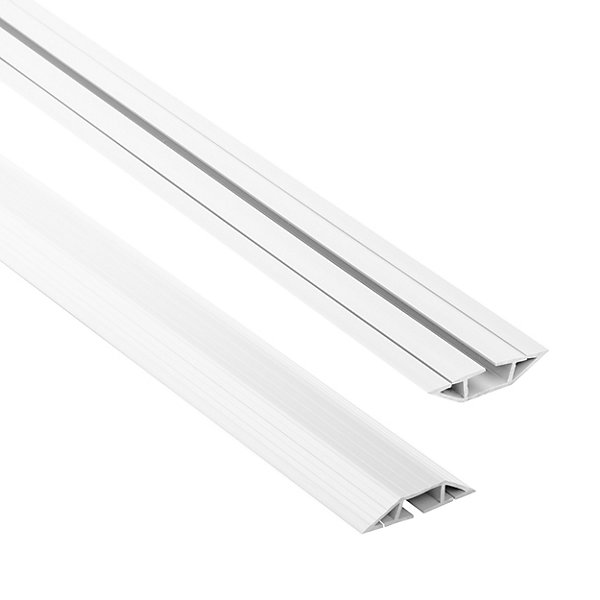 Bande de câble en PVC 10x80mm, 2m, cache-câble, trapézoïdal, blanc