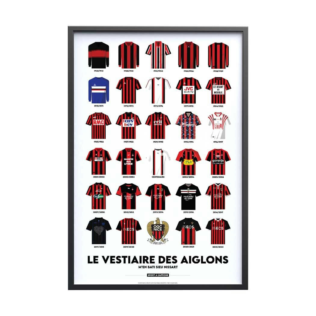 FOOT - Affiche Foot - OGC NICE Le Vestiaire des Aiglons  40 x 60cm