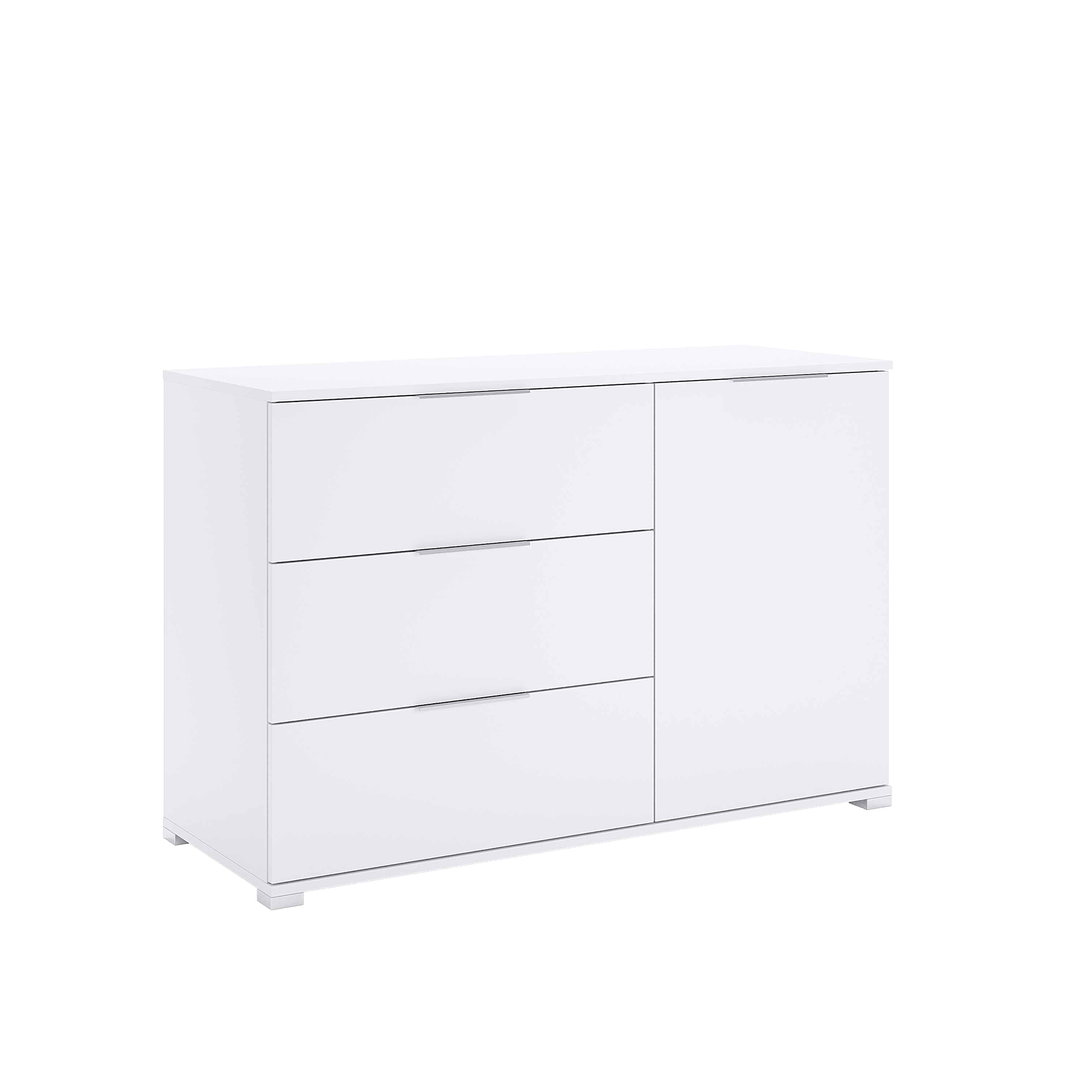 Komoda 3 szuflady 1 drzwiczki 80x120cm biały mat