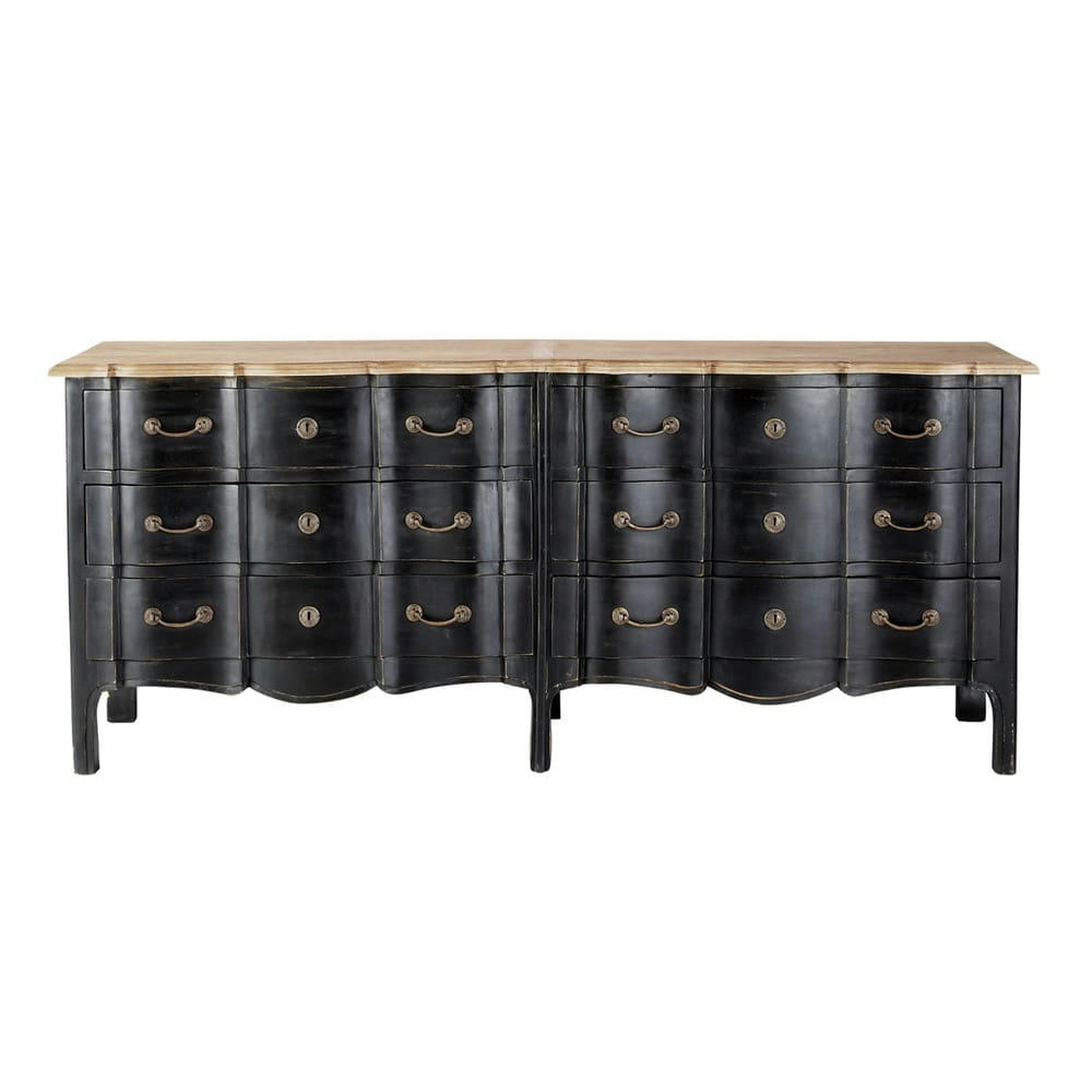 Versailles - Commode double 6 tiroirs noire