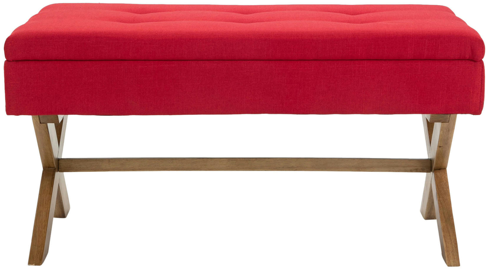 NAMARO - Banquette avec pieds en bois assise en tissu Rouge