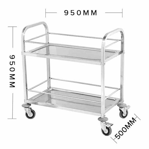 SOGA 2 Tier Stainless Steel Drink Wine Food Utility Cart 95x50x95cm