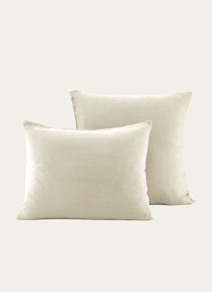 TAIE D'OREILLER UNIE EN LIN LAVÉ 165GR TAUPE
