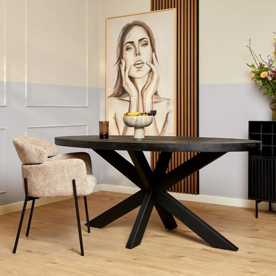 StarFurn - Eettafel Denver 160 cm ovaal - zwart