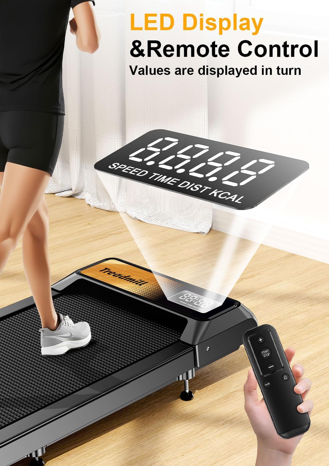 Walking Treadmill Pad with Incline, Walking 2.5HP for Home and Office, 265Lbs Weight Capacity, Treadmill with APP & Remote Control, LED Display